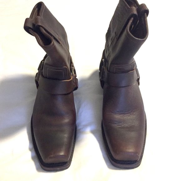 Frye Harness Low-rider Brown Leather Boots - Picture 2 of 5